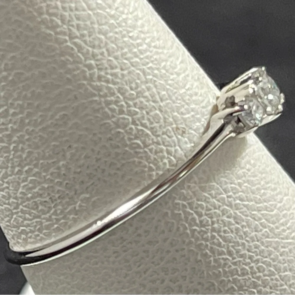 Graduated Moissanite Sterling Silver Ring - Picture 2 of 5